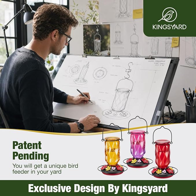 Kingsyard Hummingbird Feeders for Outdoors Hanging + Kingsyard Hummingbird Feeders for Outdoors Hanging