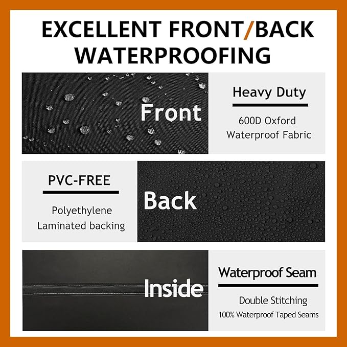 Heavy Duty Outdoor Sectional Sofa Cover, Waterproof 600D Patio Sectional Couch Covers, Lawn Patio Furniture Cover (Midnight Black, 130"x100"(L-Shaped-Right Facing))