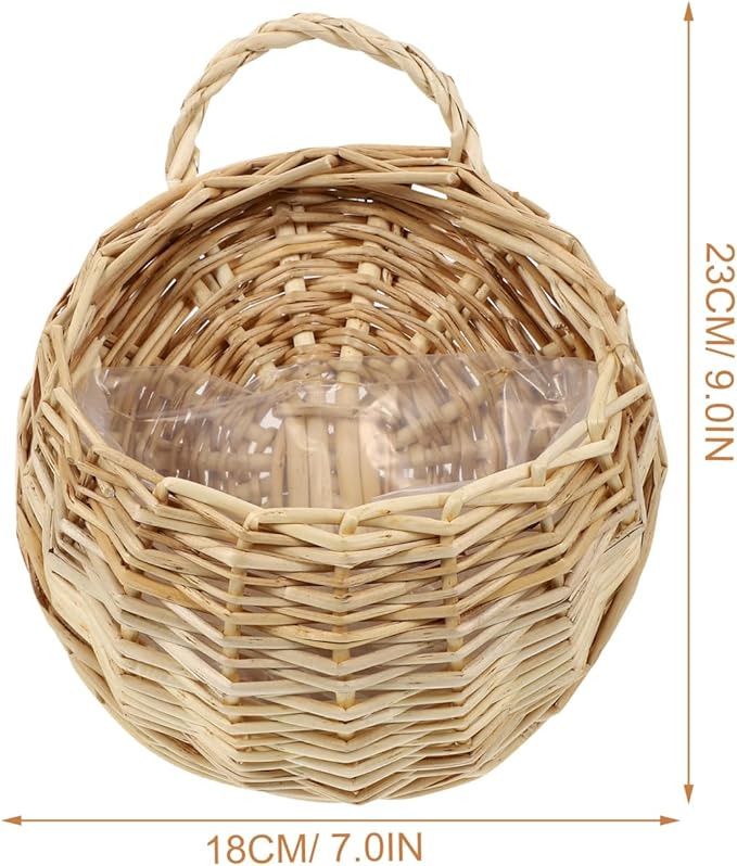 DOITOOL Willow Wall Basket, 2PCS Flat Back Woven Hanging Planter, Semi Circular Baskets, Boho Flower Holder, Wall Hanging Willow Storage for Indoor Outdoor Plant Flower Fruit Kitchen Storage