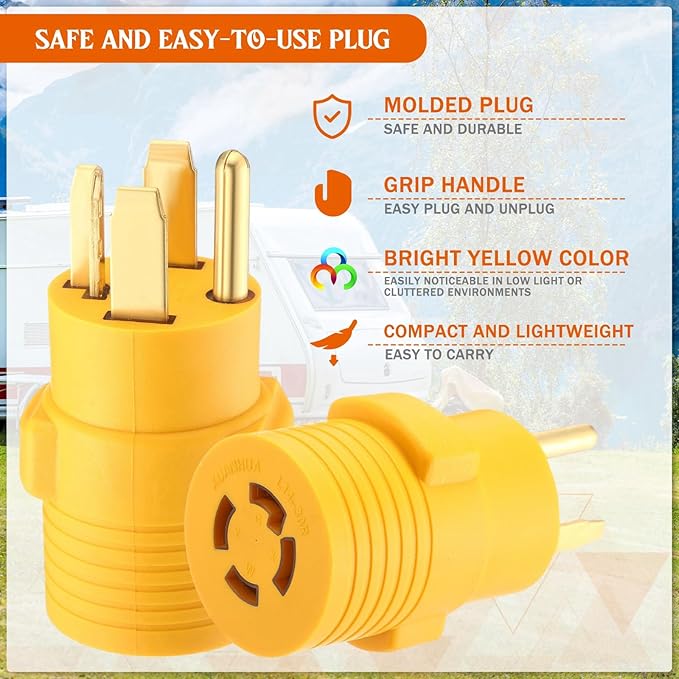 Kanayu NEMA 6-50P to L14-30R 30 Amp Welder Adapter, 50 A 6-50P Male to 30A L14-30R Female, 3 Prong Welding Outlet to 4 Prong Generator Locking Plug Generator to Welder Adapter