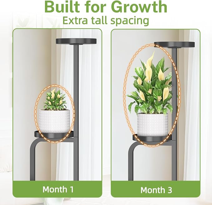 iDavosic.ly Tiered Plant Stand Indoor Set of 2, 4 Tier Corner Multi Flower Holder Shelf with Metal Trays & 3 Tier Small Plant Stand Indoor