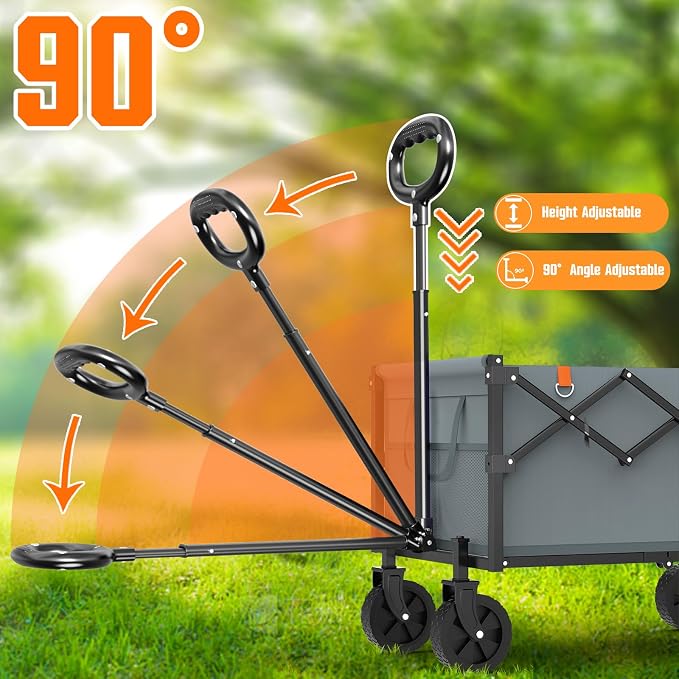 Yozoia Wagons Carts Foldable, Lightweight Portable Utility Shopping Cart with Wheels, Folding Grocery Wagon Cart for Grocery, Camping, Shopping, Beach, Garden, Sports Grey