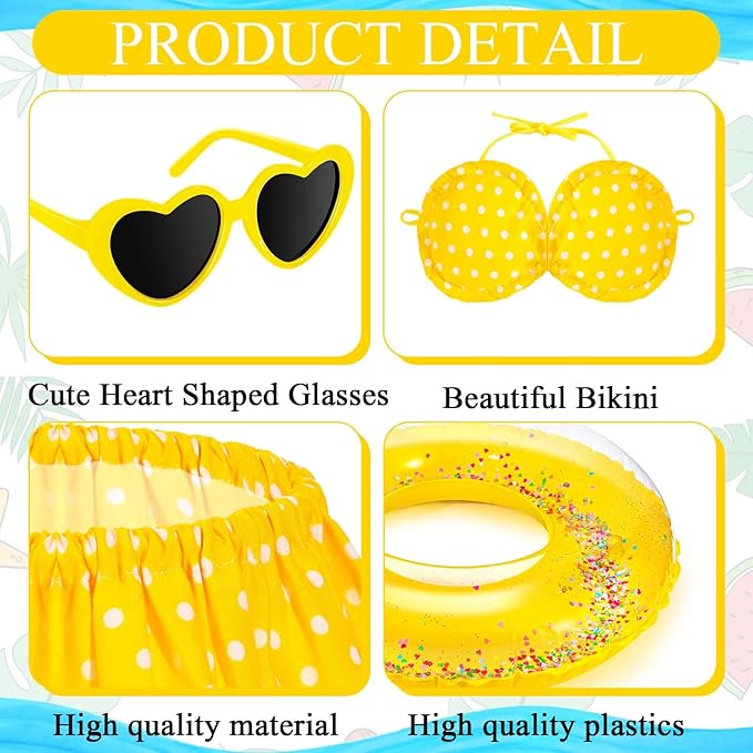 JcHrmers Bikini Goose Outfits Summer Goose Clothes with Swimsuit Floatie Hat Sunglasses