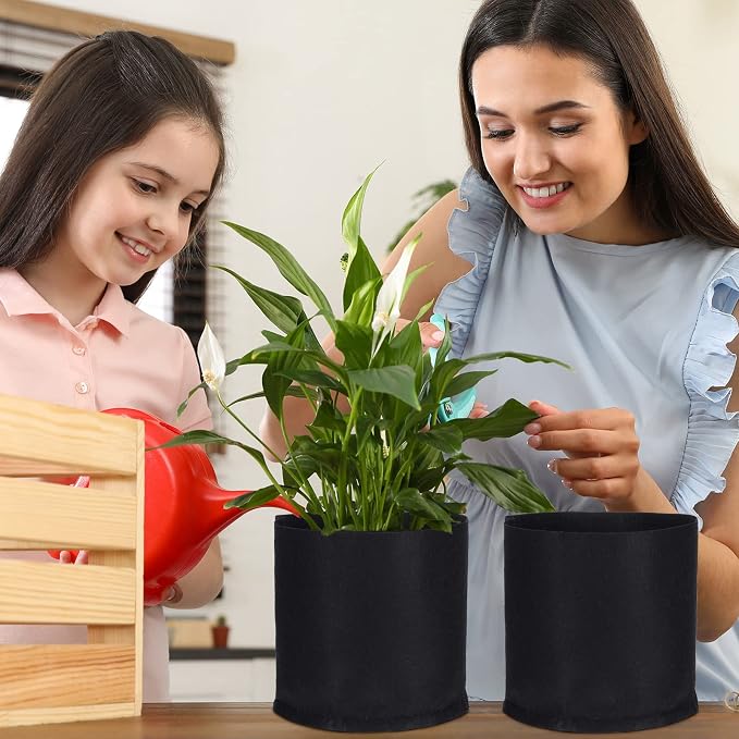 Zubebe 60 Pack Plant Grow Bags Bulk Garden Bags Aeration Grow Pots Heavy Duty Thickened Nonwoven Fabric Plant Pots Black Planting Container for Potato Tomato Vegetable Flower Fruits (5 Gallon)