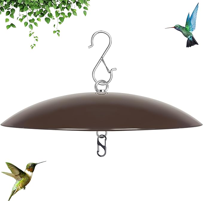 13" Bird Feeder Dome, Hummingbird Feeder Rain Guard, Bird Feeder Cover,Baffle for Bird Feeder Pole,Smart Birds Feeder's Umbrella(Brown), 1 Pack