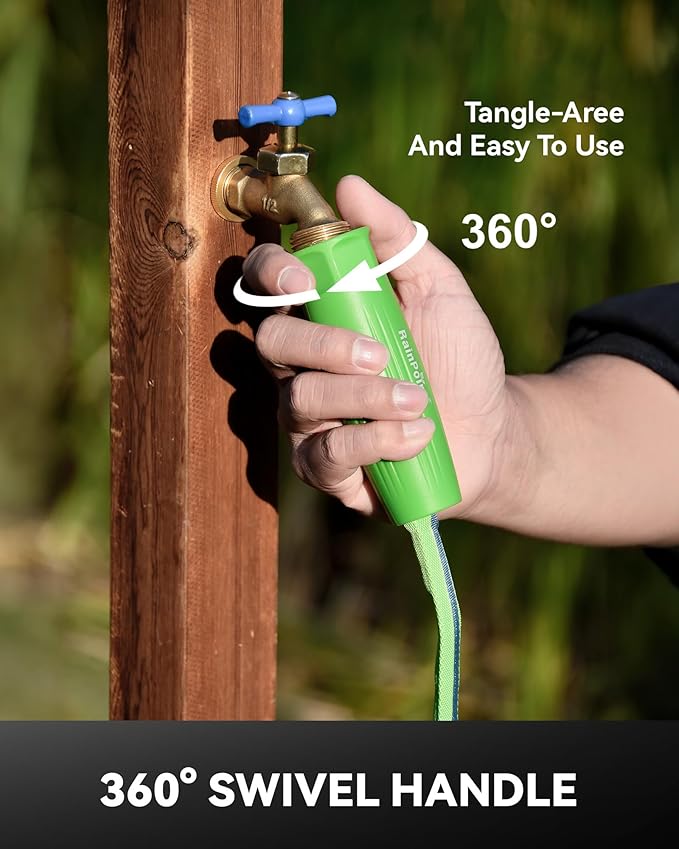 RAINPOINT Garden Hose 75FT, Up to 60% Lighter Non-Expanding Water Hose with TPE Inner Tube, Lightweight & Flexible Anti-Kink Hose, 800D Oxford Fabric, Weather-Resistant, 450PSI Burst, 3/4" Fittings
