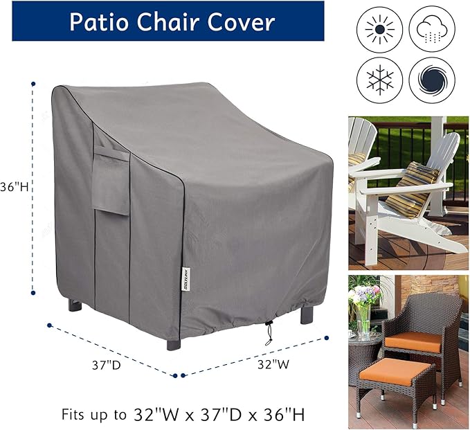 Patio Chair Covers Waterproof, Heavy Duty Outdoor Furniture Covers Fits up to 32W x 37D x 36H inches -2 Pack