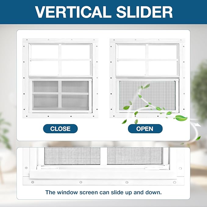 Yuzzy Shed Windows 2 Pack, Chicken Coop Windows 24" x 24" with Tempered Glass and Fiberglass Screen, Flush Mounted Small Window for Shed, Barns, Playhouse, Household, Garage (White)