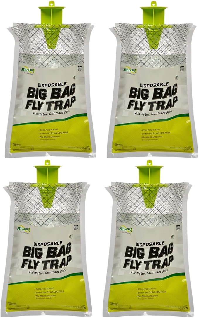 RESCUE! Big Bag Fly Trap – Disposable, Outdoor Use - 4 Traps