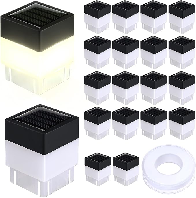 Tujoe Solar Post Cap Lights Fence Post Solar Lights 2in x 2in (5cm x 5cm)(Warm Yellow,30 Pack)