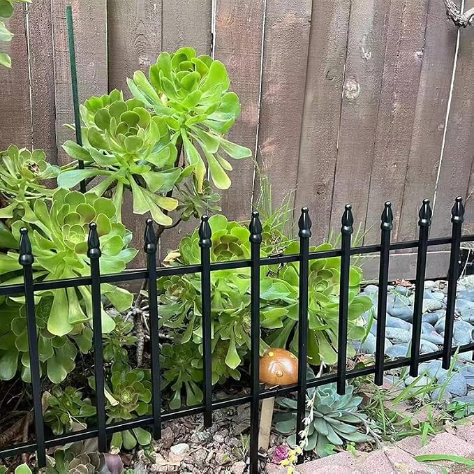 Thealyn Metal Decorative Garden Fence 22" Wide x 18" High (5 Panels, Total Length 9.17 feet), Metal Border Folding Fence, Landscape Fencing for Flower Bed, Yard, Animal Barrier