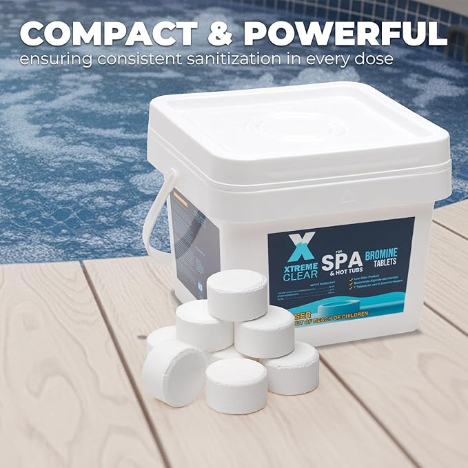 Xtremeclear Bromine Tablets for Spa & Hot Tub – 5 lbs Bottle, 1-Inch Tablets, NSF/ANSI 60 Certified, Long-Lasting Sanitizer for Clean Water