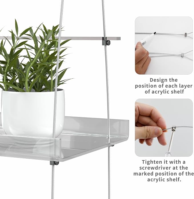 Jolitac Acrylic Window Boxes Plant Shelves for Windows, Acrylic Hanging Window Plant Stand, Indoor Wall Hanging Plant Display Shelves (Clear, 2-Tier)