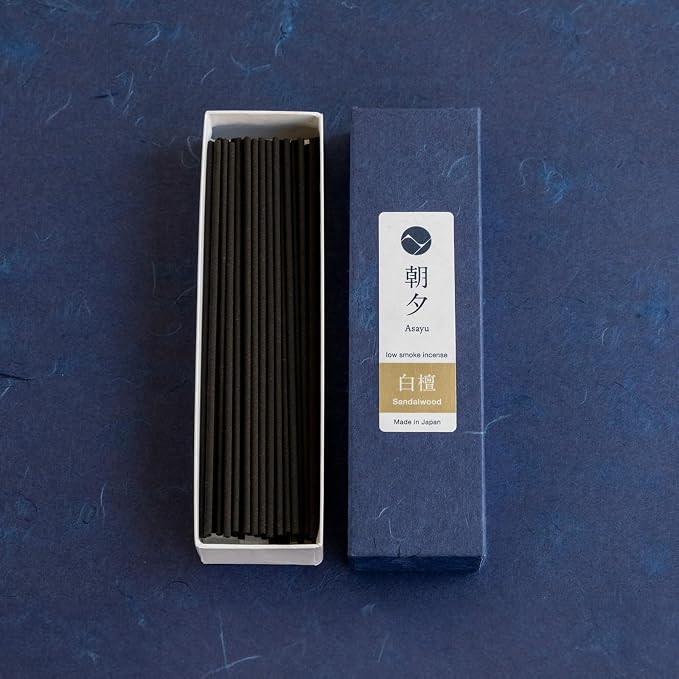 Asayu Japan Sandalwood Incense Sticks - Low Smoke Japanese Incense, 20g (35-40 Sticks), Made in Japan, Smokeless for Less Irritation and Non-Toxic, for Meditation, Relaxation & Home Fragrance