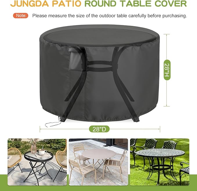 Patio Furniture Covers Round,28 Inch Outdoor Table Cover Waterproof,Round Patio Furniture Cover for All Weather Resistant - 28 x 28 Inch