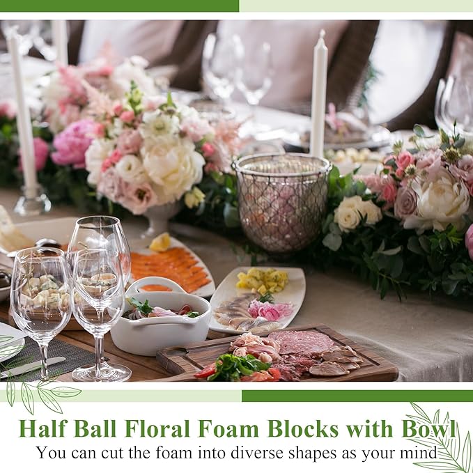 4 Sets Floral Foam Round, 7.48x3.74inch Floral Dry Round Flower Foam Half Ball with Bowl for Artificial Plant Arrangement and Wedding and Garden Decorations