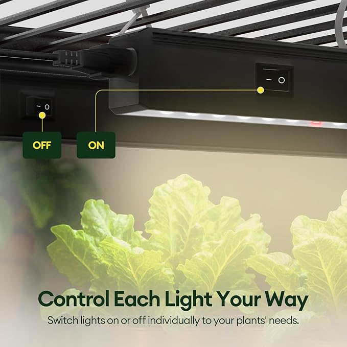 Maygrove T5 Grow Lights for Indoor Plants 1FT, Red-Enhanced Full Spectrum 5000K Grow Light, 28W(4 x 7W), Grow Light Strips for Seed Starting, Greenhouse, High PPFD, Linkable, Black, 4-Pack