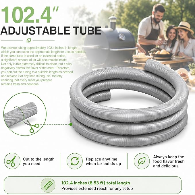 Cold Smoke Generator with 102.4" Cuttable Flexible Tube, Adjustable Air Pump Electric Smoker for Hot & Cold Smoking, Fits Pellet/Gas Grill, Outdoor BBQ Smoker for Cheese Salmon Meat