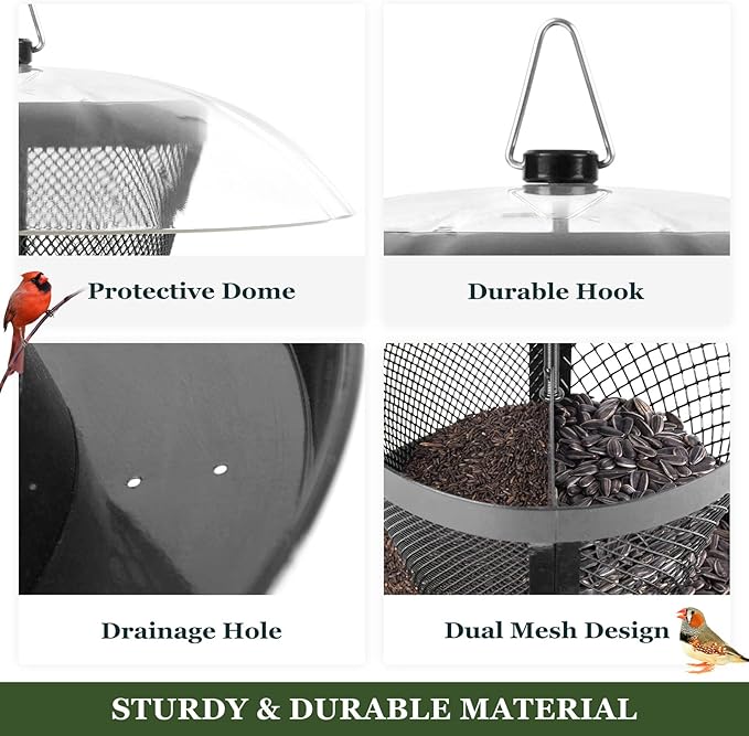 Kingsyard Bird Feeder for Outside Metal Mesh Wild Bird Feeder 2-Pack Heavy Duty Deck Hook