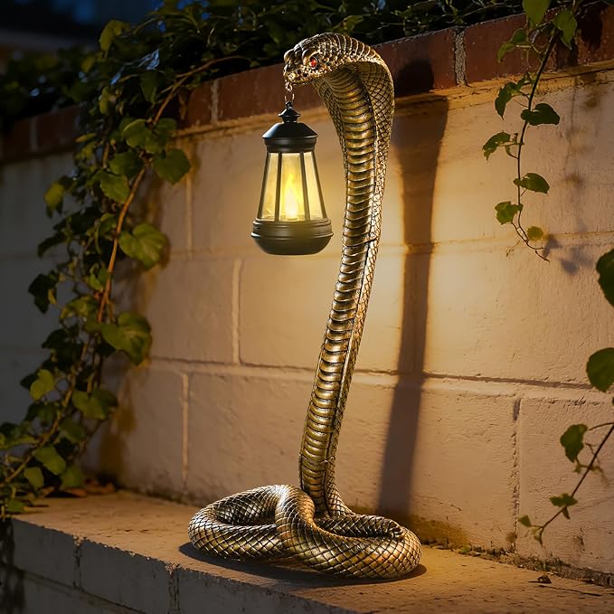 Halloween Decor Solar Snake Garden Statue,19.89'' Snake for Yard Lawn Garden Patio Scary Halloween Decorations,Indoor Haunted House Prop and Home Party Decor