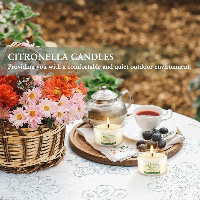 40 Pack Citronella Candles Bulk, Long Burning Portable Travel Size Soy Wax Candles with Natural Citronella Oil, Small Acrylic Jar Candle Set for Patio, Backyard, Camping, Indoor Outside