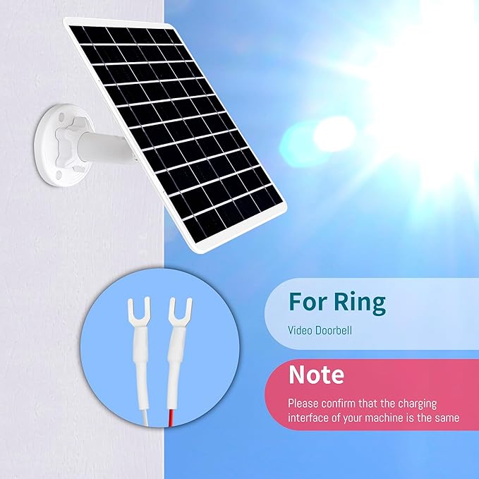 Solar Panel for Ring Doorbell, 5W Solar Charger Compatible for Ring doorbell, Video Doorbell 2/3/3 Plus,Video Doorbell 4, Video Doorbell Plus, for Ring Battery Doorbell Pro with 13ft Charging Cable