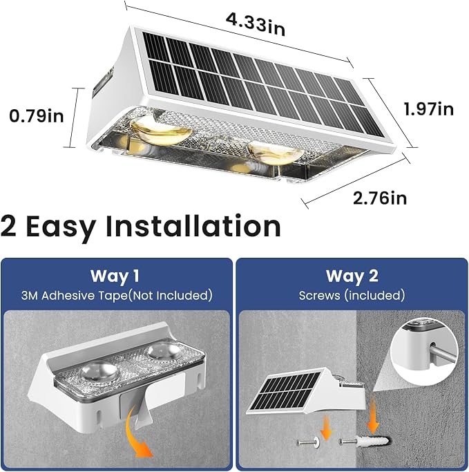 JOFIOS Solar Fence Lights Outdoor,8Pack,Warm White+RGB 9 Colors,1200mAh,Up and Down Fence Lights Solar Powered Waterproof,Solar Wall Lights for Fence,Backyard,Porch（White）