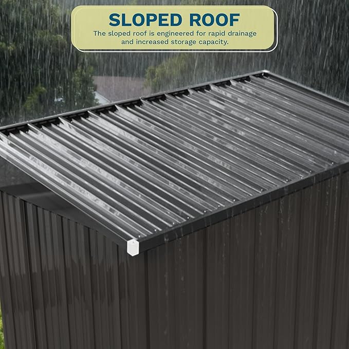 Patiowell 8x4 FT Outdoor Storage Shed, Heavy Duty Tool Metal Sheds with 3 Lockable Doors and Updated Frame Structure for Garden, Backyard, Patio, and Utility Storage, Black