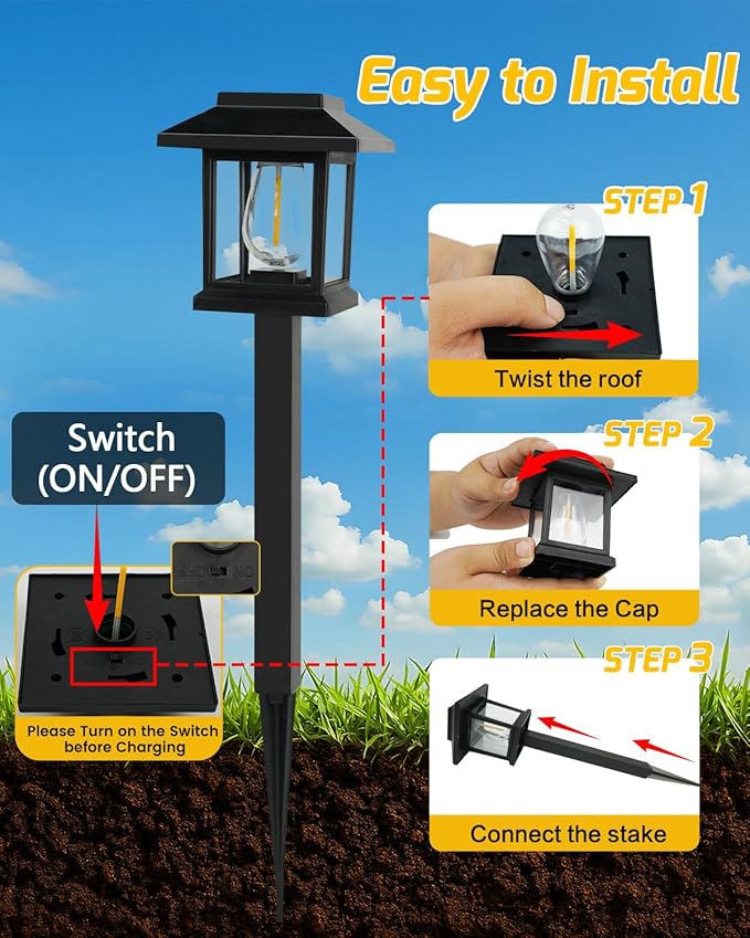 16-Pack Solar Lights Outdoor (Extra-Bright & Smart Auto On/Off), Solar Powered Garden Lights, Waterproof Solar Pathway Lights for Landscape, Path, Yard, Patio, Driveway, Walkway Decor (Cool White)