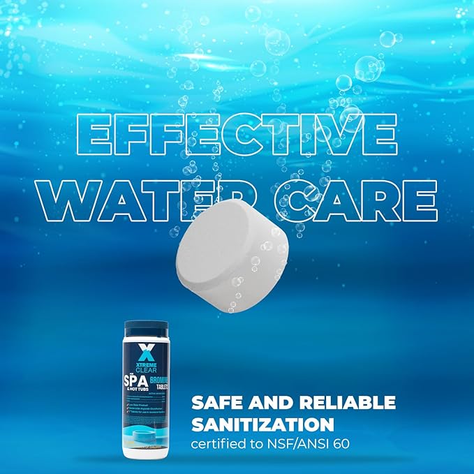 Xtremeclear Bromine Tablets for Spa & Hot Tub 3Lbs (1.5lbs Each Bottle), 1-Inch Tablets, NSF/ANSI 60 Certified, Long-Lasting Sanitizer for Clean Water