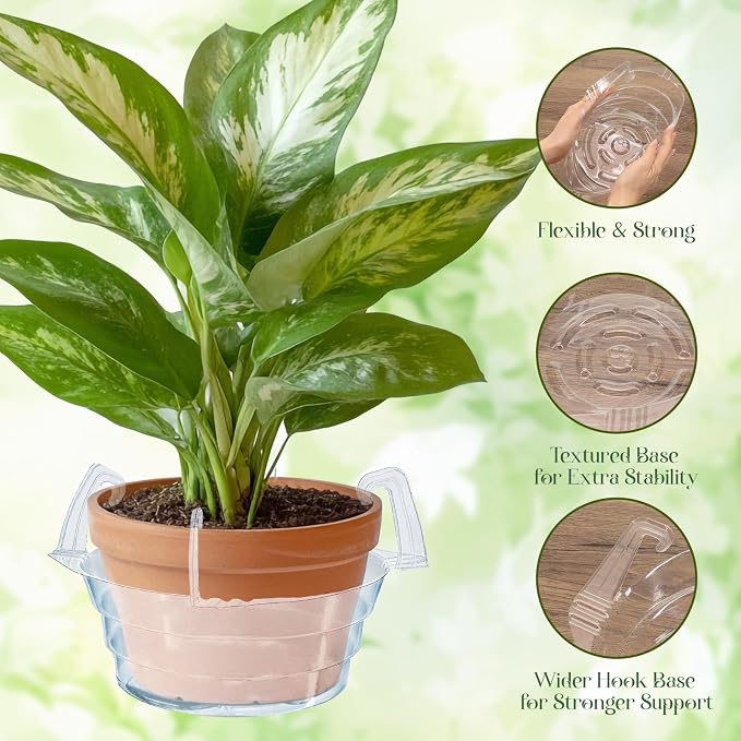 12 Pack Hanging Plant Water Catcher Tray, 8"+10"+12" Clear Drip Pan Saucers (4P/Size) for Hanging Planters & Pots, Indoor Self Watering Accessories for Hanging Plant Baskets (Mix Sizes 12P)