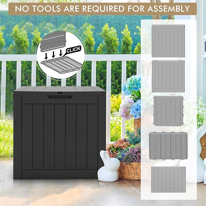 Giantex Deck Boxes Outdoor Waterproof - 30 Gallon Patio Storage Box with Lockable Lid, Built-in Handles, Storage Bin for Poolside, Package Delivery, Cushions, Garden Tools, Outside Storage Box (Black)
