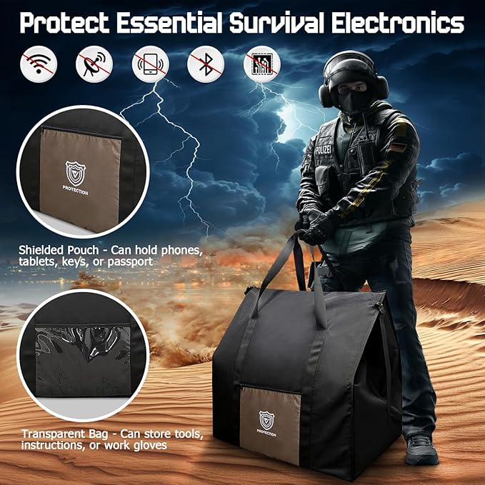 Faraday Bags 30“x24”x24“(283 Liters Capacity) for Large Generators & Electronics,Military-Grade XXL EMF & RF Signal Shielding Cover for Computers Towers,Anti-Hacking,Privacy Protection (Waterproof)
