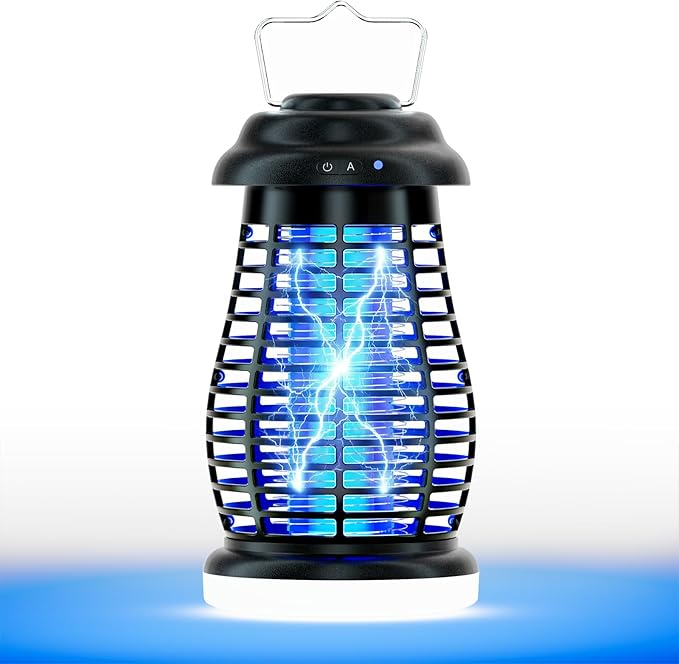 Bug Zapper Outdoor & Indoor,Cordless Portable Mosquito Zapper with Rechargeable 4800mAh Battery & Auto On/Off,Mosquito Repellent Outdoor Patio,Electric Fly Trap for Camping,Kitchen,Backyard,Patio