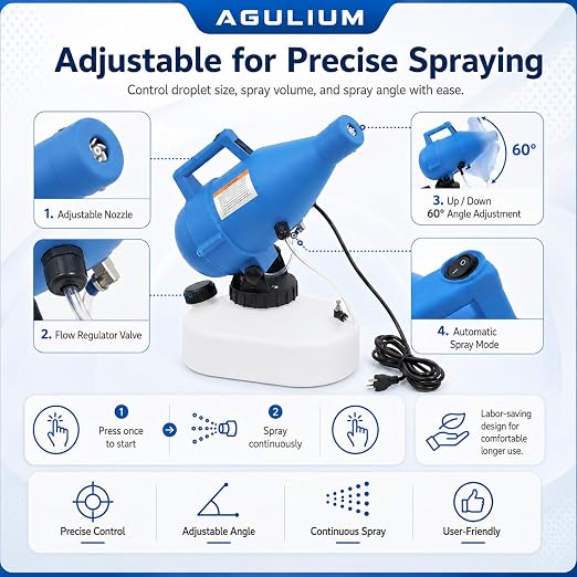 4.5L/1.2Gal Electric ULV Fogger Sprayer Machine, 1200W Portable Cold Fogger Machine, 32ft Spraying Distance, Adjustable Flow Rate, Electric Sprayer for Home School Hotel Garden Yard Lawn