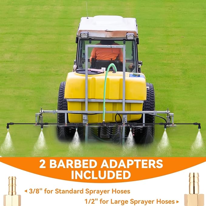 6 Nozzles Sprayer Boom Wand with 3 Flow Rate Nozzle Tips-Wide-Coverage Agricultural & Lawn Spray Attachment for Tractors/UTVs