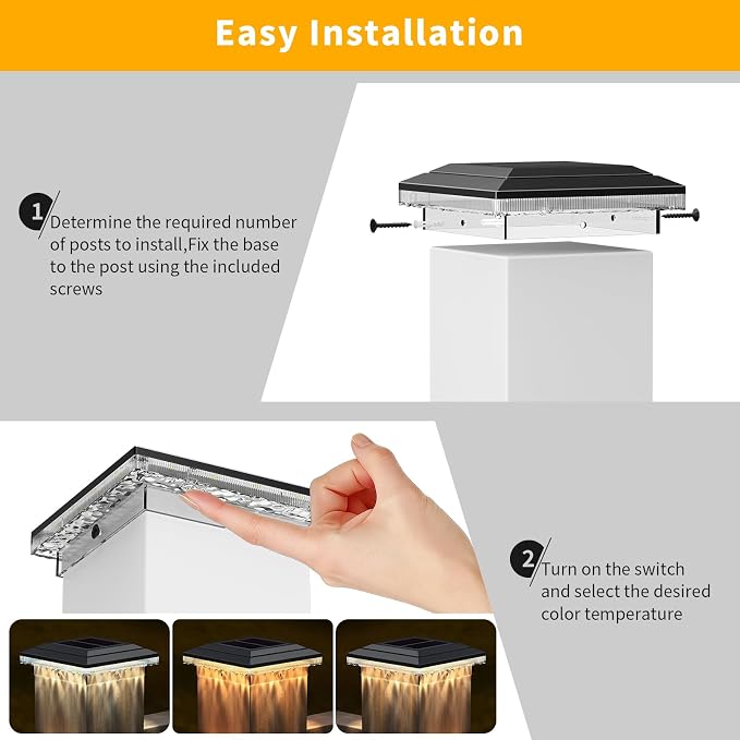 4x4 Solar Post Cap Lights Outdoor, 16 LED Fence Post Solar Lights with 3 Light Modes, Deck Post Lights Solar Powered Waterproof Fits 4x4 Posts Vinyl Wooden Posts for Deck Patio(Black, 12 Pack)