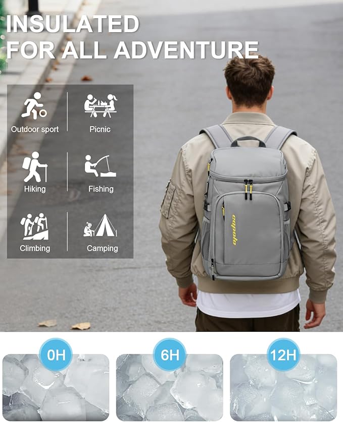 Capolo Cooler Backpack Insulated Waterproof for Women Men,36/45 Cans Lunch Backpack Coolers Leak Proof Soft Cooler Bag Ice Chest for Camping Beach