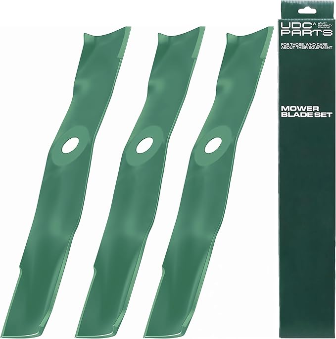 UDC Parts UC22009 Mower Blades Replacement for John Deere 48 Inch 325 335 345 M145476 M127500 M127673 X300 X304 X310 X500 X540 X570 X580 X584 GX255 GX325 GX335 Ztrak Zero‑Turn Z325E / 3 Pack High Lift