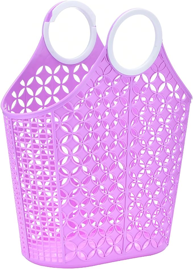 Fox Run Purple Cleaning Caddy, Laundry and Produce Basket with Built-In Handles, 6" x 14" x 18"