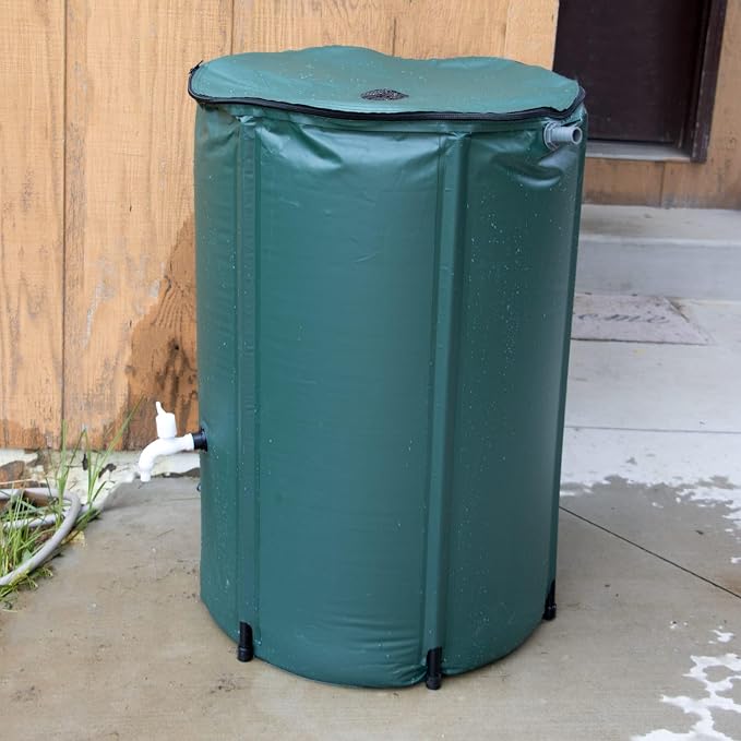 Lehman's Collapsible Rain Barrel, Durable Water Storage for Garden Irrigation, Space-Saving and Easy to Use, 66 Gallon Capacity