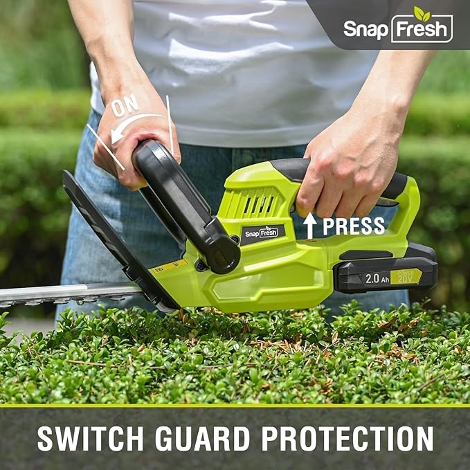 SnapFresh 20V Cordless Hedge Trimmer - 22" Dual-Action Blade,Electric Bush Trimmer,2.0Ah Battery & Fast Charger Included