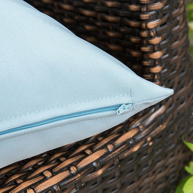 MIULEE Pack of 2 Decorative Outdoor Waterproof Pillow Covers Square Garden Cushion Sham Throw Pillowcase Summer Shell for Patio Tent Couch 18x18 Inch Light Blue