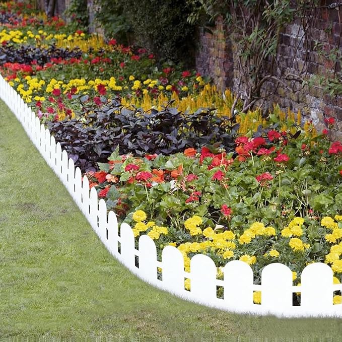 Garden Edging 66FT, 5.5IN Plastic Landscape Edging Border Kits Flexible Garden Borders, Tool-Free Lawn Edging Garden Fence with 100pcs Anchoring Stakes for Lawns, Yards, Flowerbeds, White