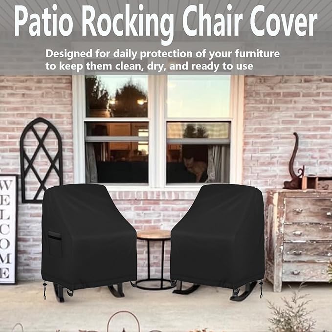 Patio Rocking Chair Cover 2-Pack, Rocking Chair Covers for Outdoor Furniture Rocking Chair Covers Waterproof, 27.5"W x 32.5"D x 39"H
