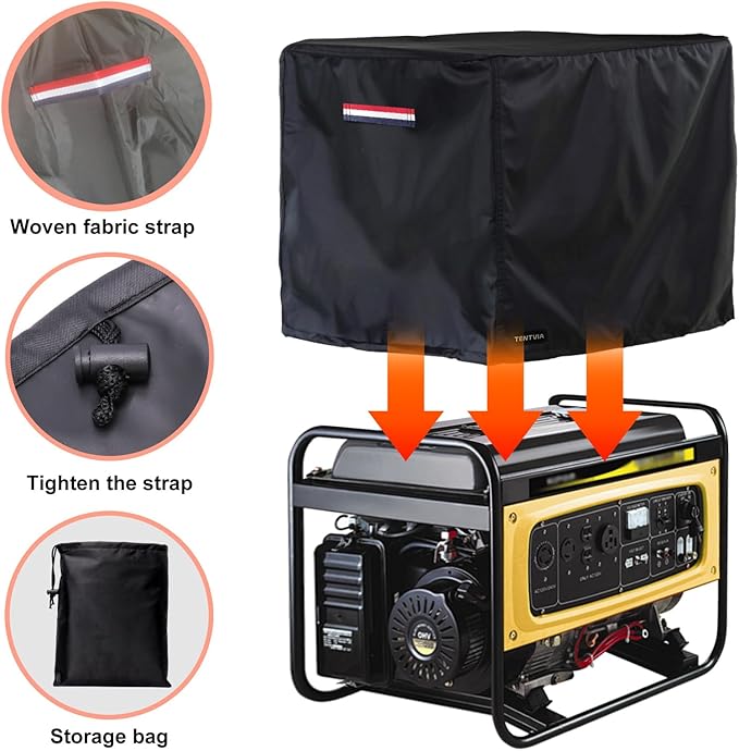 Waterproof Generator Cover,600D Heavy-Duty Oxford Fabric, Dustproof and Waterproof Protection for Generators (Red White Blue, 28''(L) x 26''(W) x 24''(H))