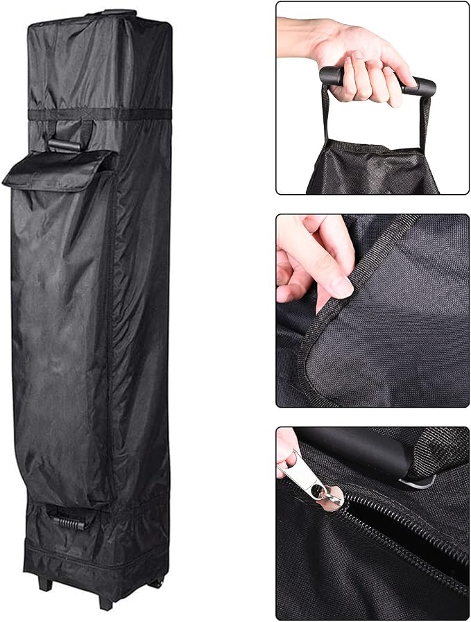 Waterproof Wheeled Canopy Bag 11.8 x 11.8 x 63 Replacement Canopy Roller Bag Outdoor Instant Canopy Storage Bag with Handles 1680D - Roller Bag Only(Without Canopy)