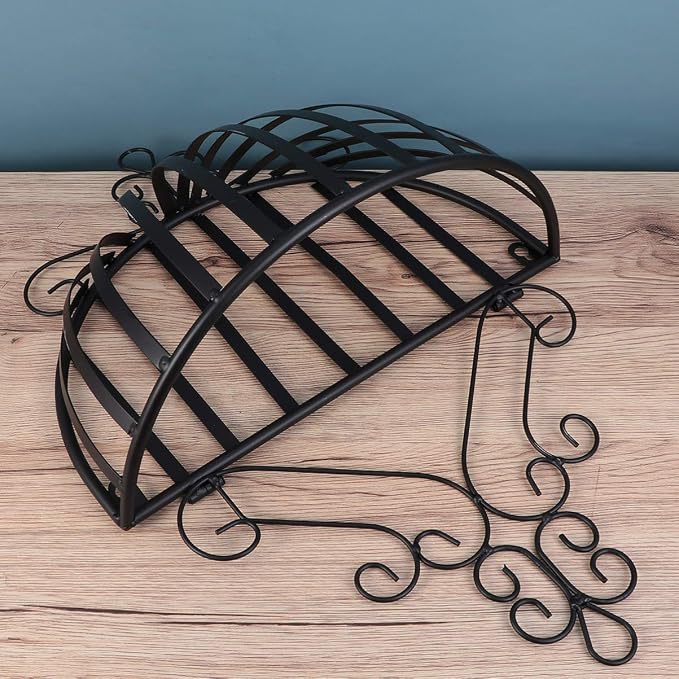 Metal Wall Planter Basket Hanging Plant Basket Flower Holder Half Round Hanging Flower Baskets for Porch Balcony Fence Decor Black