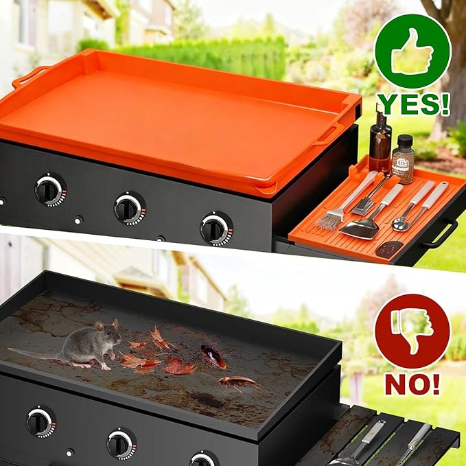 joyhalo Full-Edge 22" Blackstone Silicone Griddle Cover, with 16" Silicone Spatula Mat and Grease Cup Liners, Perfect Combination for Blackstone Griddle for All-Season Outdoor Use