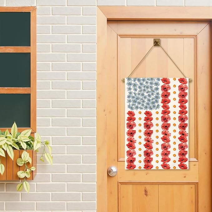 Large Patriotic Poppy House Flag American Flag Floral Gargen Flags Outdoor Double Sided Memorial Day Independence Day Fourth of July Oversized Yard Banner All Season Decor 28 x 40 Inch